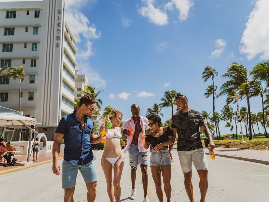 Adult friends traveling together