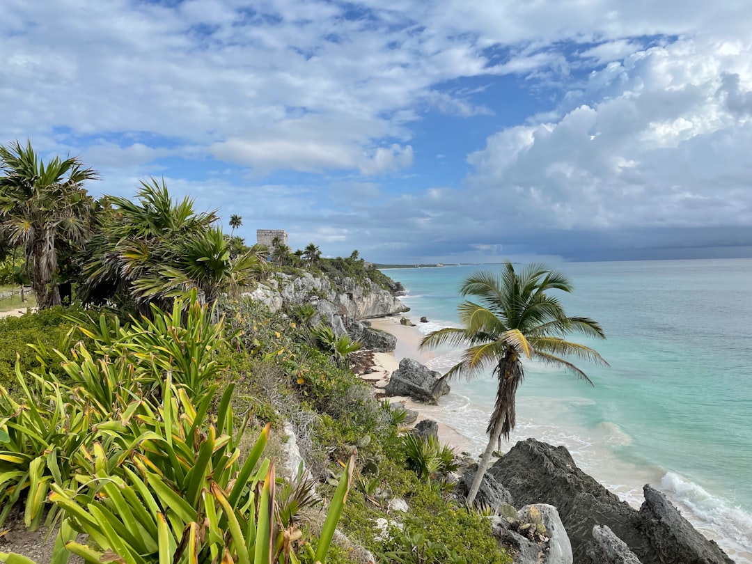 Caribbean beach and waves in Tulum, Mexico